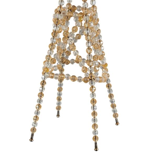 Vintage Beaded Windmill Sculpture Gold Amber Plastic Bead Handmade 13" Farmhouse - Picture 5 of 16